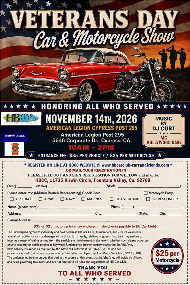 Veterans Day Car & Motorcycle Show - Cypress, CA | AutoShowList